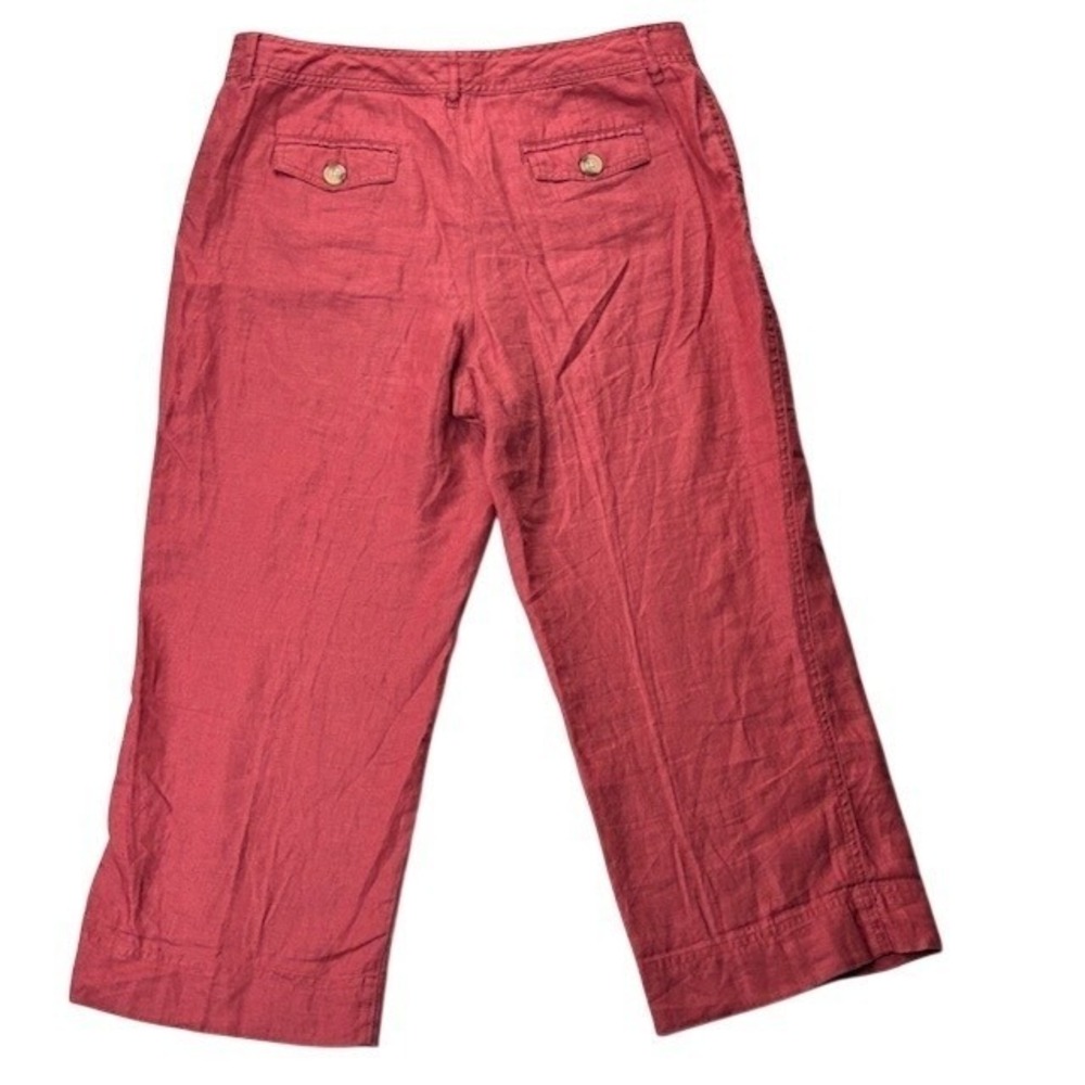 Cherokee Women's 100% Linen Cropped Pants Coral Pink Size 12 Wide Leg Pants - Picture 9 of 14